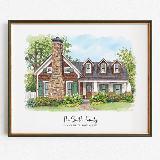 Custom Watercolor House Portrait from Photo