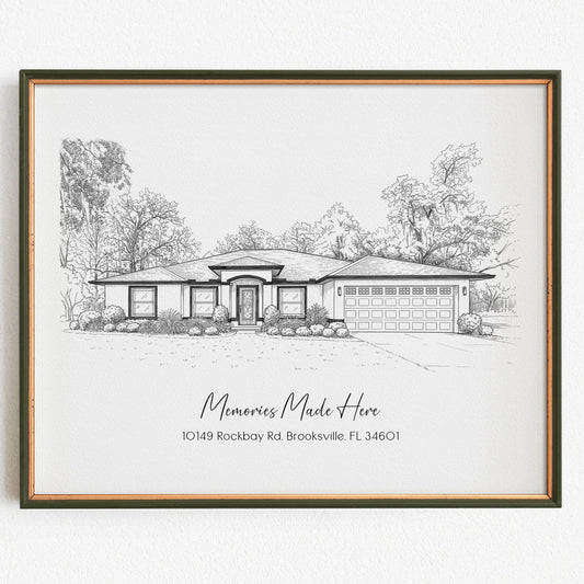 Custom Home Sketch from Photo – Personalized Fine-Line House Portrait