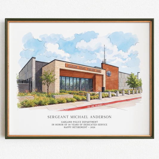 Personalized Retirement Gift – Custom Watercolor-Style Workplace Portrait