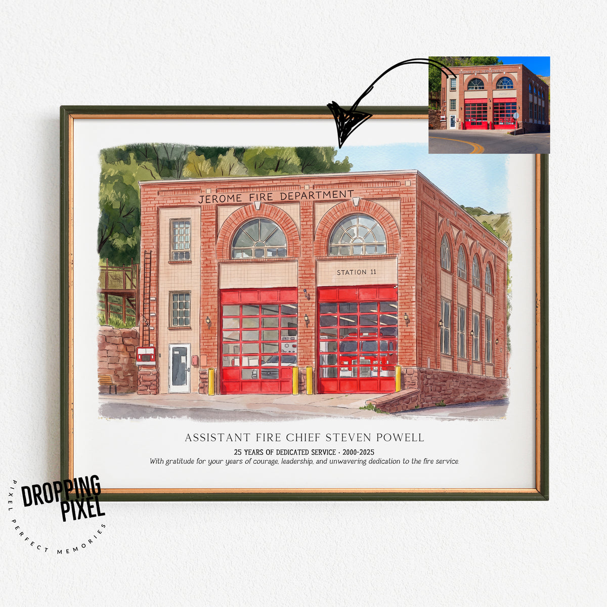 Personalized Retirement Gift – Custom Watercolor-Style Workplace Portrait
