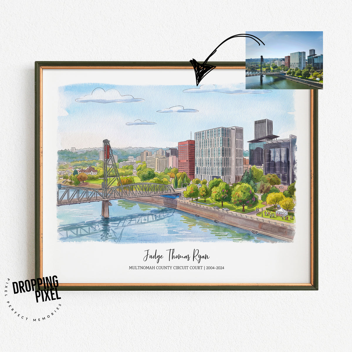 Personalized Retirement Gift – Custom Watercolor-Style Workplace Portrait