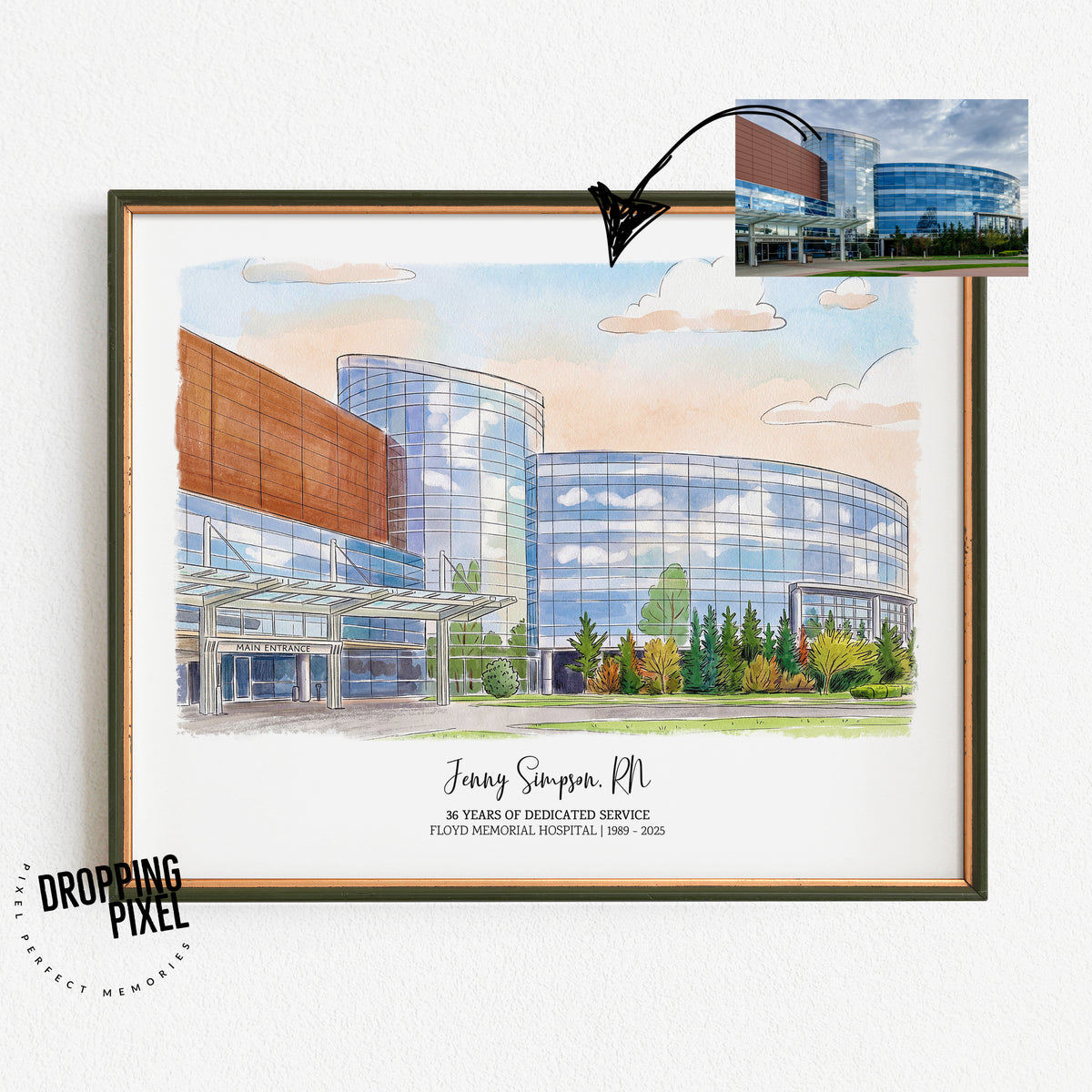 Personalized Retirement Gift – Custom Watercolor-Style Workplace Portrait