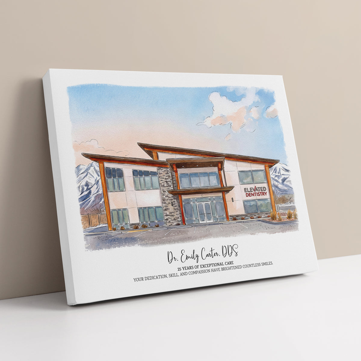 Personalized Retirement Gift – Custom Watercolor-Style Workplace Portrait